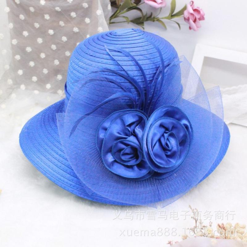 New organza summer women's cool hat basin hat outdoor sun hat sun hat flower big edge sun protection bucket hat
