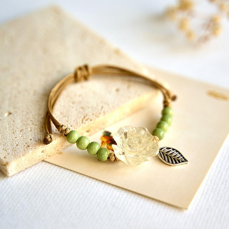 New Chinese Flower Woven Bracelet Wholesale Hot-selling Retro Jewelry Ethnic Style Ceramic Bracelet Accessories