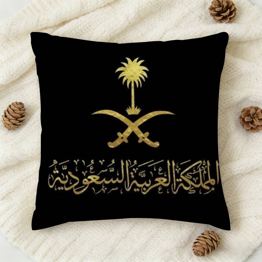 KKingdom Of Saudi Arabia Flag Doublesided Printed Square Decorative Cushion Cover for Sofa Living Room Home Decor