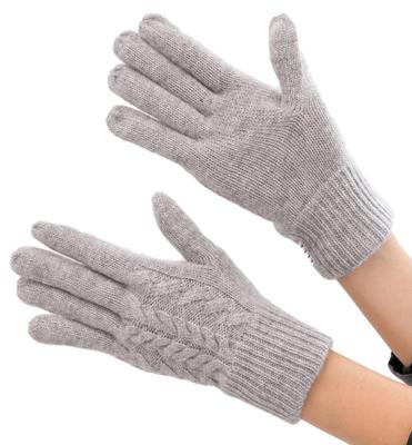 ELLE Kaşmir Örgü Kabarık ve Saç Örgülü Noel Marka Kılıf Dahil Ücretsiz Kadın %100 Eldiven, Yumuşak, Cilt Dostu, Desenli, Hediye, Logolu, (Gri, Boyut)