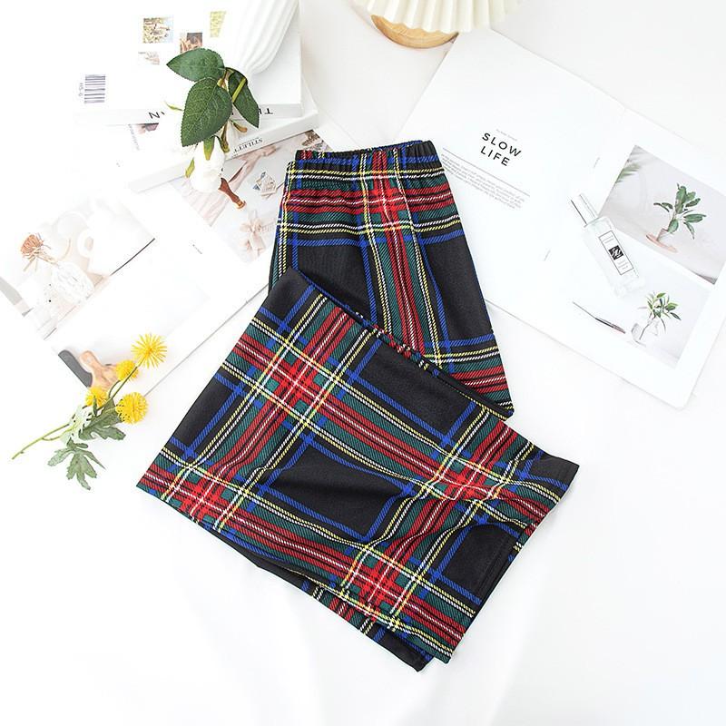 Womens High-Waisted Wide-Leg Plaid Trousers Lightweight Flowy Loose Fit Casual Pants 2026