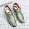 Fashion Fashion Black Buckle Dress Shoes Man Comfortable Slip-on Luxury Leather Shoes Man High Heels Pointed-Toe Man Shoes Plus Size 46