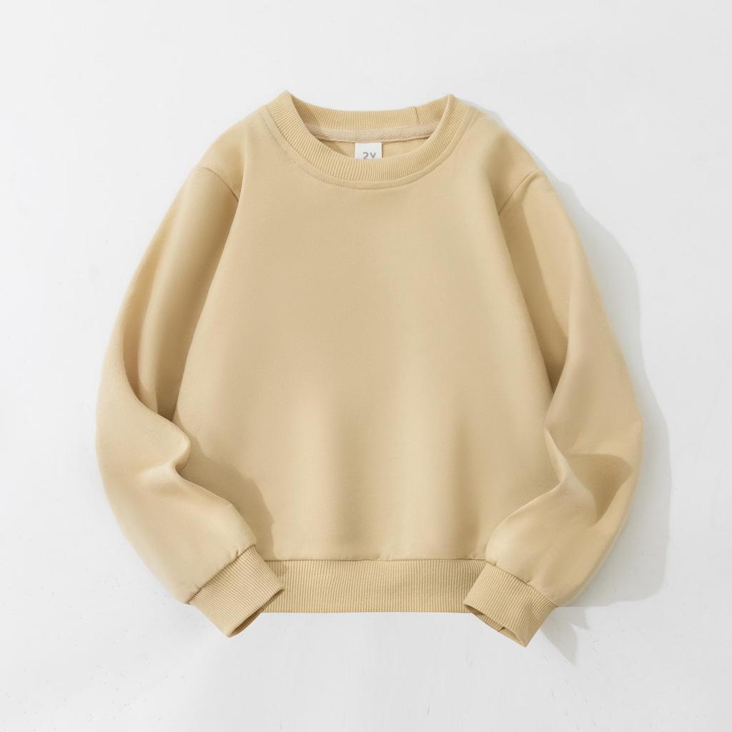 Customizable Kids' Solid Color Sweatshirt - Autumn Style Loopback Baby & Children's Wear