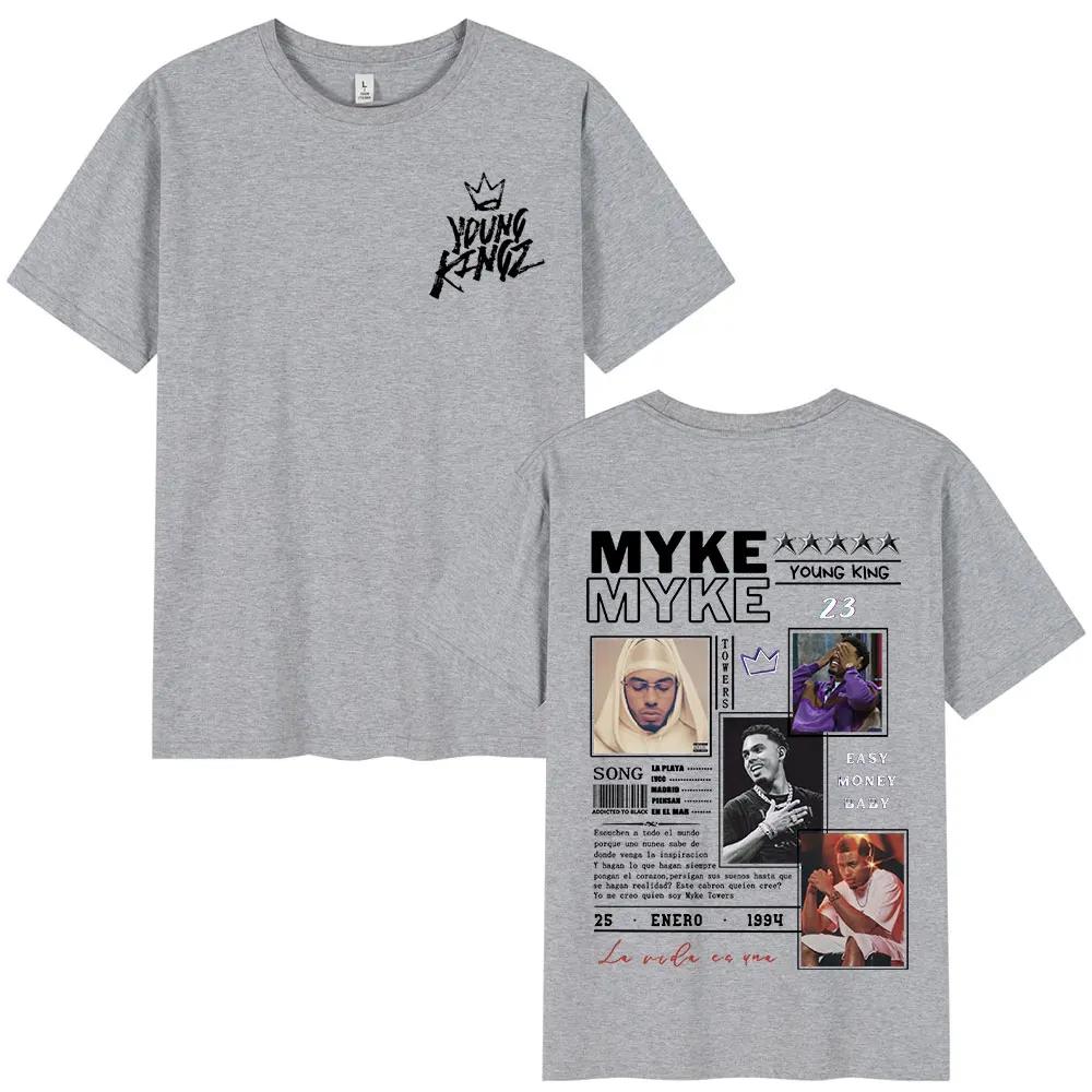 Rapper Myke Towers Graphic T-shirts Men Women Clothing Fashion Hip Hop Oversized T Shirt Unisex Cotton Short Sleeve T-shirt Tops