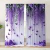 2 Pcs Elegant Spring Floral & Butterfly Sheer Curtains – Polyester for Bedroom Living Room Dining Room Decor
