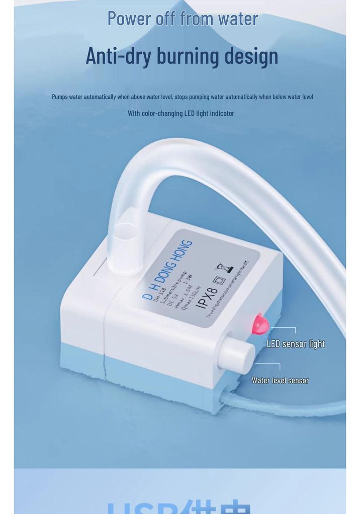 Ultra-Leise Smarte Pumpe: Automatischer Start/Stopp, Trockenlaufschutz, Automatische Abschaltung bei Wassermangel, USB-Entwässerung, Ideal für Klimaanlagen.
