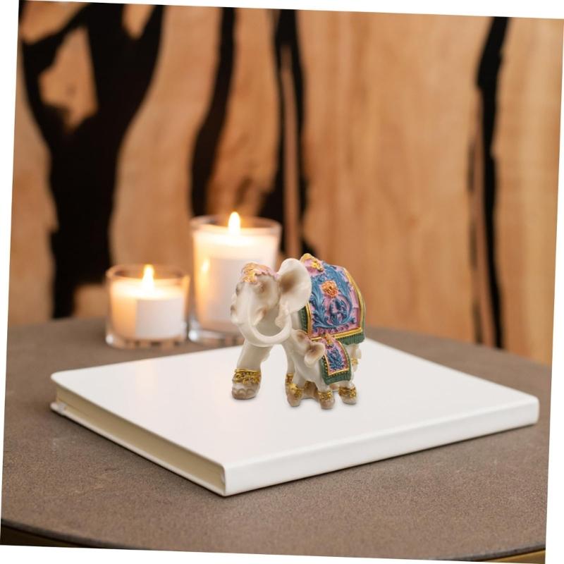 Harze Handwerk Dekore Vintage Mutter und Baby Elefant Figur Wohnzimmer Büro Regal Display Heimdekoration Geschenk