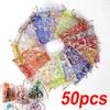 50Pcs 7x9cm Hearts Pattern Colors Organza Jewelry Bags with Drawstring for Christmas Candy Jewelry Party Wedding Favor Gift Bag