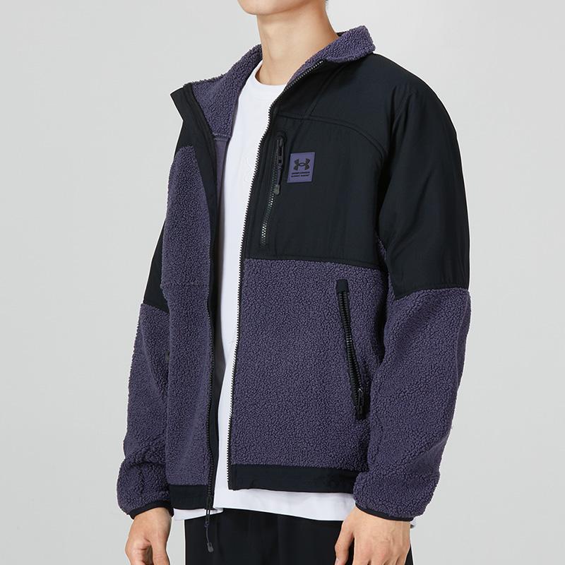 Under Armour Logo Casual Pattern Loose Fit Color Block Zip-Up Long Sleeve Jacket Men Jackets Purple 1366091-558
