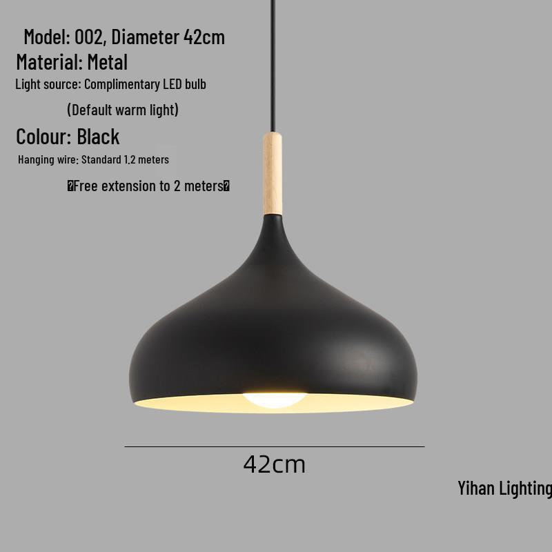 Modern Nordic Single-Head Pendant Light for Hotels, Bars, and Restaurants - Industrial Retro Style Lampshade.