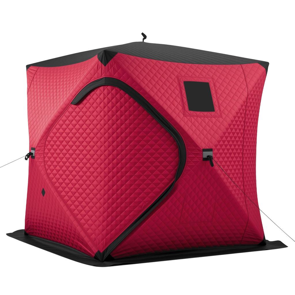 VEVOR Pop Up Ice Fishing Tent 3-4 Person 1.8 x 1.8 x 2 m Insulated Shelter, for Winter Fishing, 3.13 m² Area, 600D 4-Layer Fabric