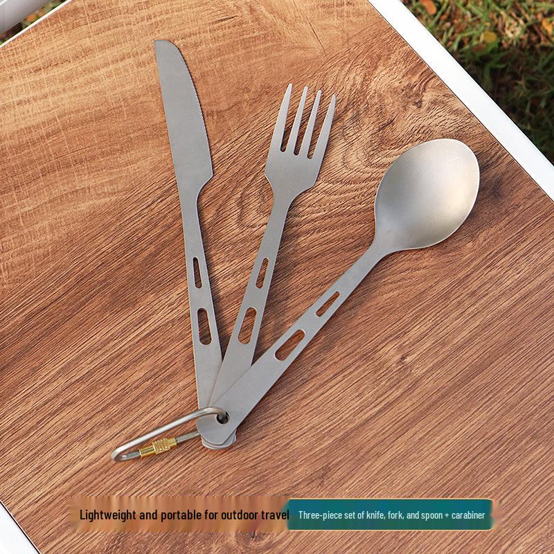 Pure Titanium Camping Cutlery Set: Fork, Spoon & Knife - Ideal for Outdoor Picnic & Travel
