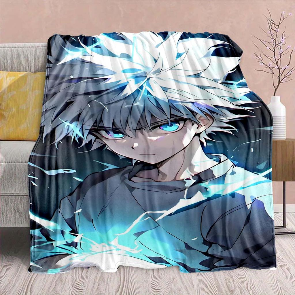 Hunter x Hunter Anime Flannel Blanket – Soft & Warm – Perfect for Sofa, Bedding, Camping, Travel, Office, & Home Decor – QJY