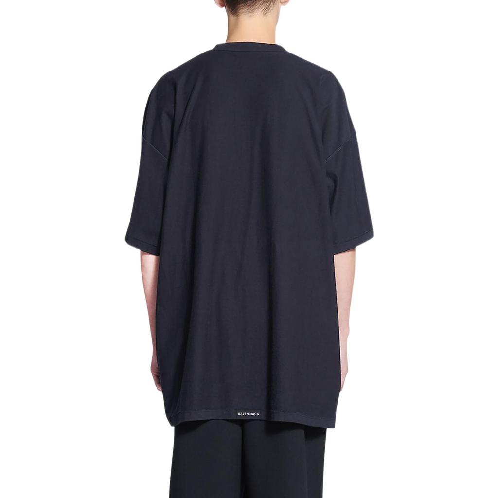 Balenciaga Tab T-shirt Oversized 'Black' Men's 694576TMVJ21151