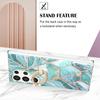 For Samsung Galaxy S24 Ultra Back Cover with Ring Kickstand Splicing Marble Pattern TPU Case