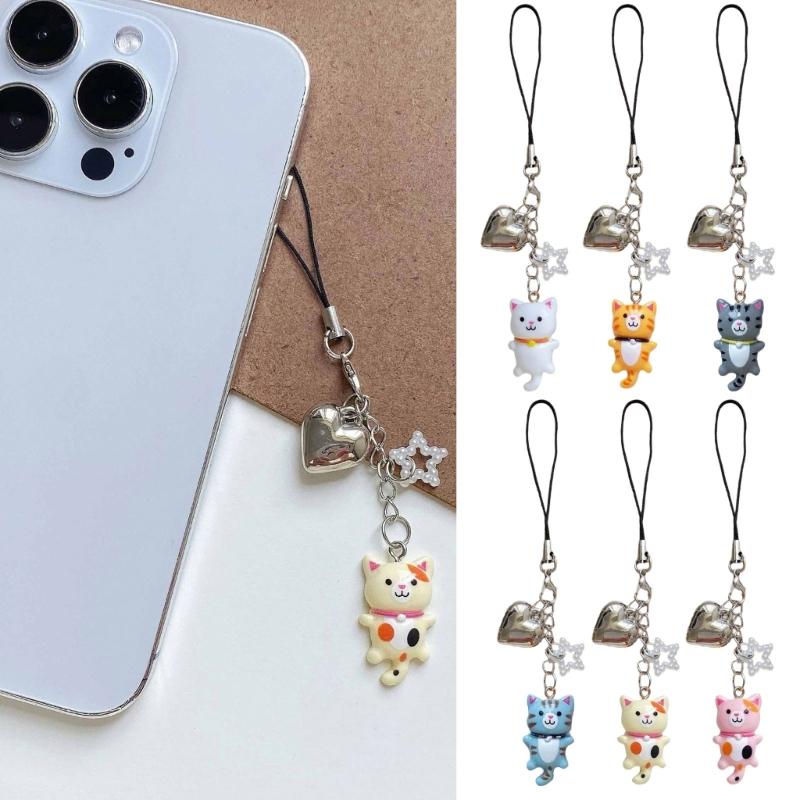 Practical Handmade Beadwork Cats Hanging Ornament Versatile Phone Charm Portable for Styles Upgrades Daily Use
