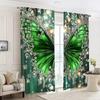 Shining Green Butterfly Pole Bag Curtains Bedroom Living Room Decoration Home Made Of Polyester Great Decor