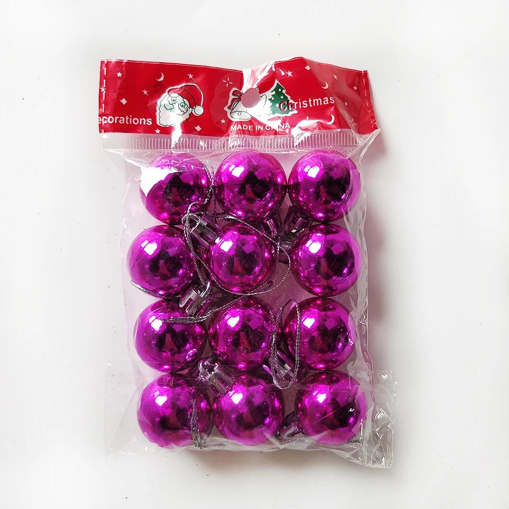 

12 шт. Мини Рождественские Шары Рождественская Елка Подвесное Украшение Пластик Красный Зеленый Золотой Шарик Подвеска Рождественское Украшение 2024 Navidad розы красного