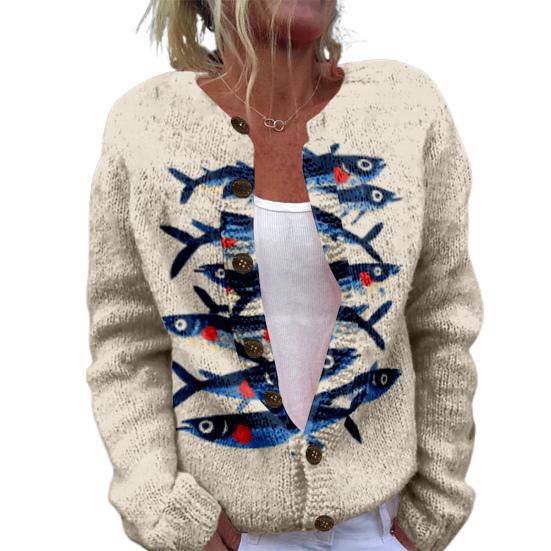 

Женский свитер, пальто, круглый вырез, длинный рукав, анималистичный принт, вязаная верхняя одежда, свободный крой XXL