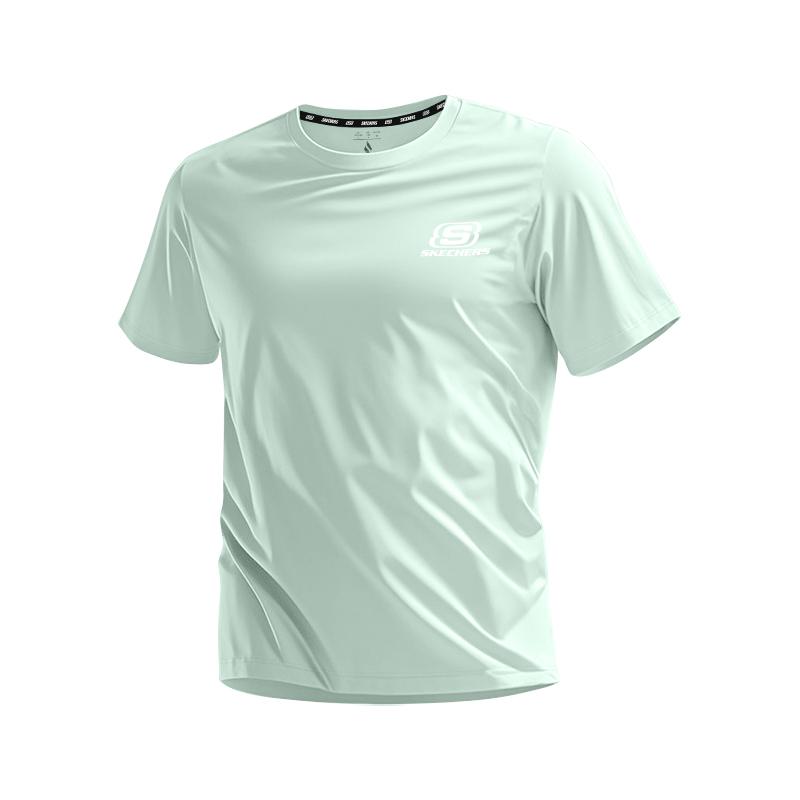 Skechers Fashionable Versatile Round Neck Breathable Short Sleeve T-Shirt Unisex tops Lily-Green L225U071-0215 M