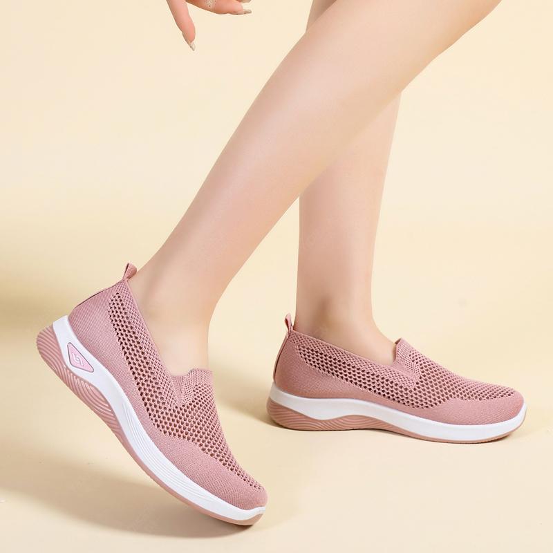 Fashion Women Knitting Sneakers Slip on Flat Shoes Lightweight Loafers Walking Sneakers Nusing Flats for Indoor Outdoor Zapatos Mujer