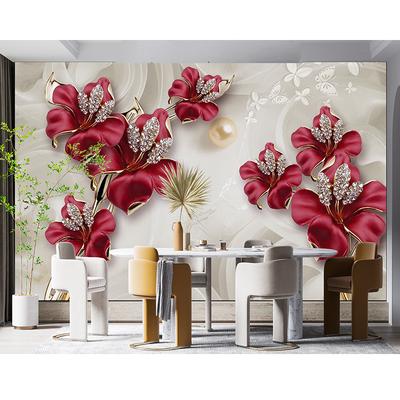 Mural de perete cu flori stereo pentru bijuterii 3D Tapet cu flori retro Murale mari Living Cameră de zi Dormitor Decor casă