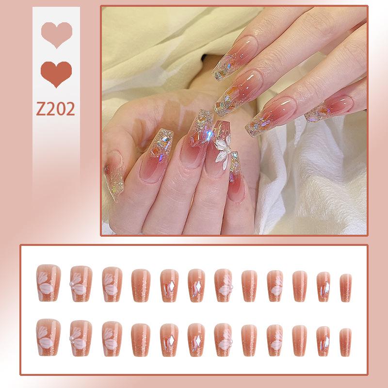 Luxurious Transparent Blush Bubble Rose Press-On Nail Set with Wearable Stickers