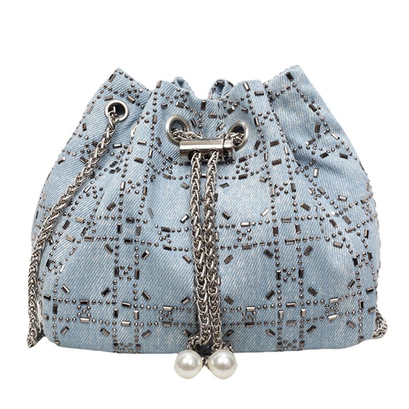 Niche Sweet Portable Lucky Bag Bag Women's 2025 New Diamond Foreign Style Shoulder Bag Chain Fashion Bucket Bag