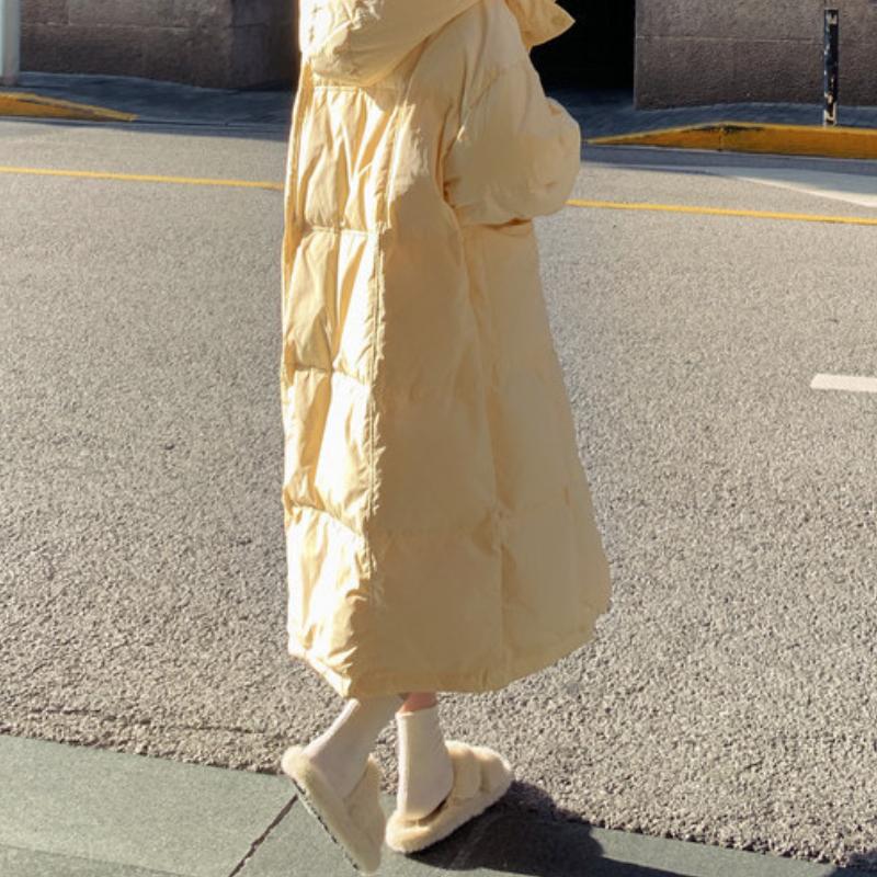 Einfarbige Damenjacke Extra Lang 2024 Herbst und Winter Neu Trendige Kapuzenjacke Verdickt Locker Lässig