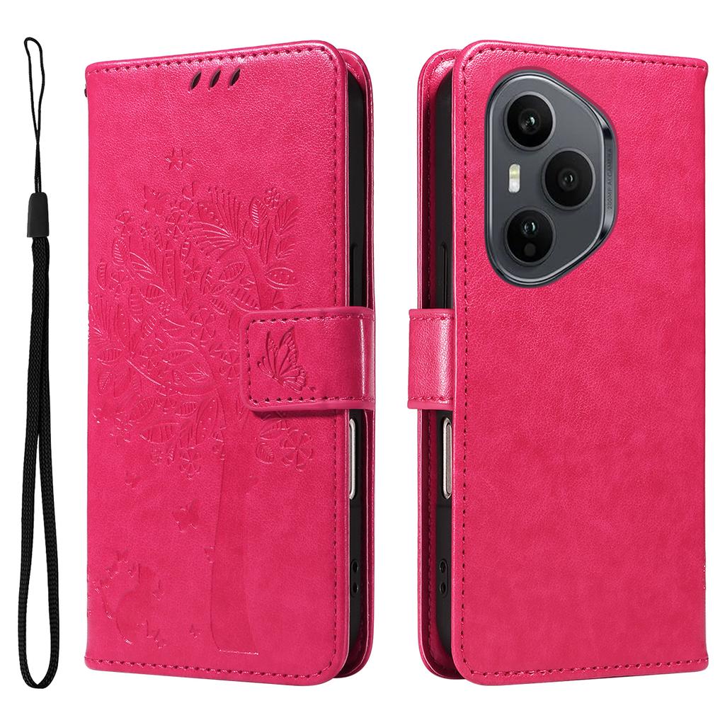 For Honor 400 Pro 5G (Global) Phone Case with Stand Cat Tree Pattern Leather Wallet Mobile Cover