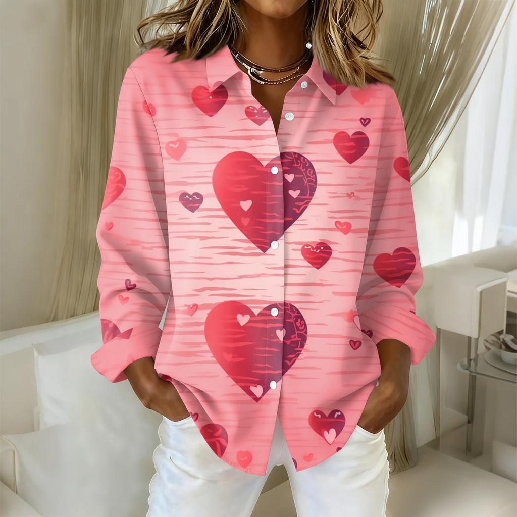 Women's Buttoned Long Sleeved Casual Regular Shirt With Collar Top