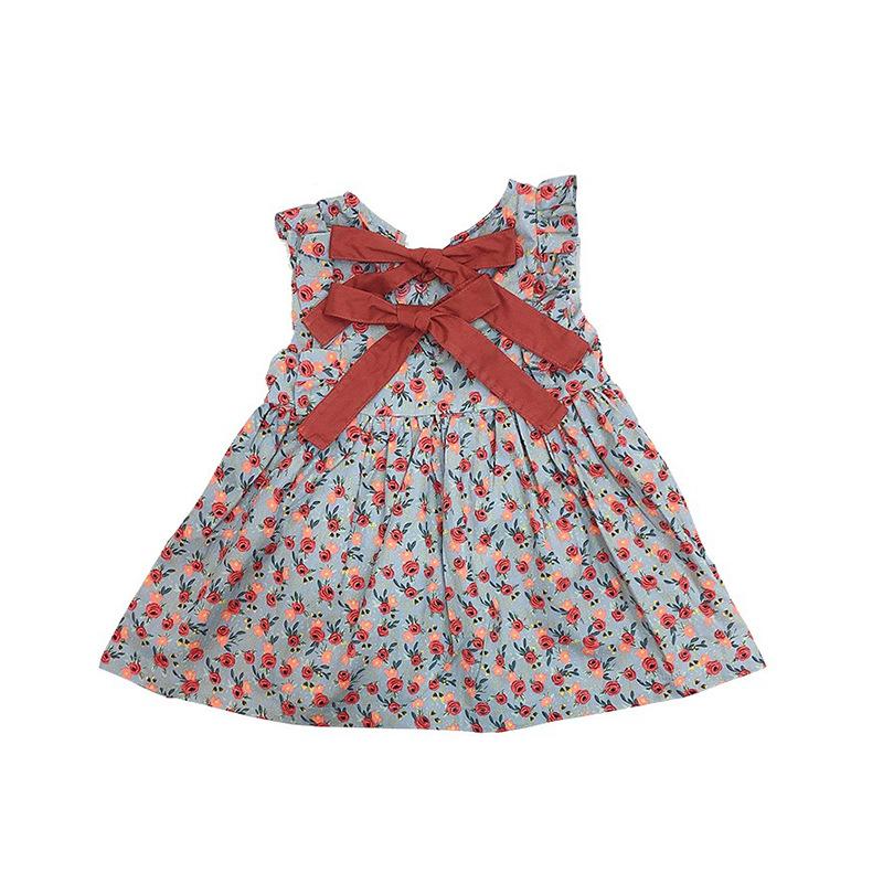 

Платье с цветочным принтом для девочек, милое детское платье-жилет с бантом на бретельках 80cm
