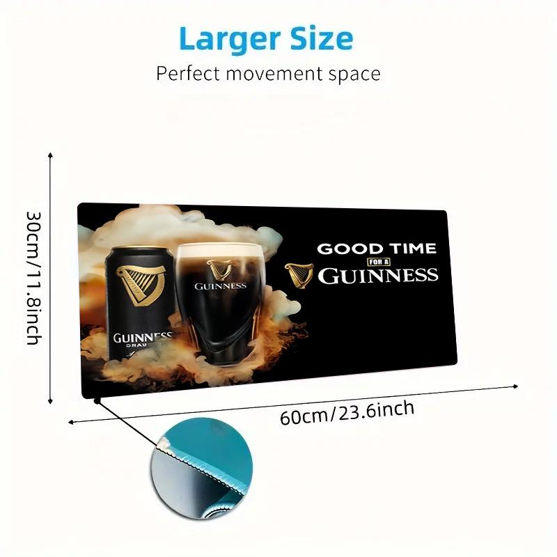 Guinness Harp Logo Large Desk Mat, Black Base Non Slip Gaming Mouse Pad for Home Office Desktop