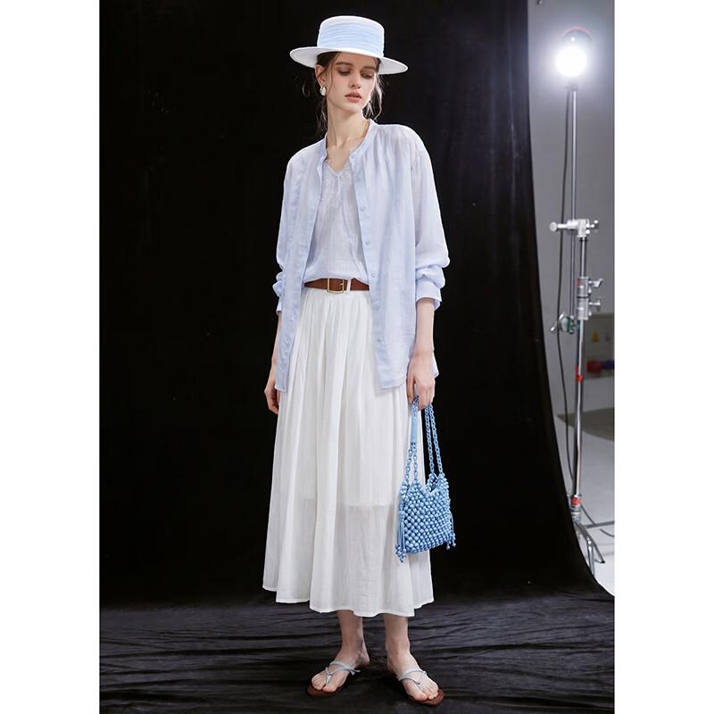 Women s 100% Tencel High-Waist A-Line Midi Skirt M