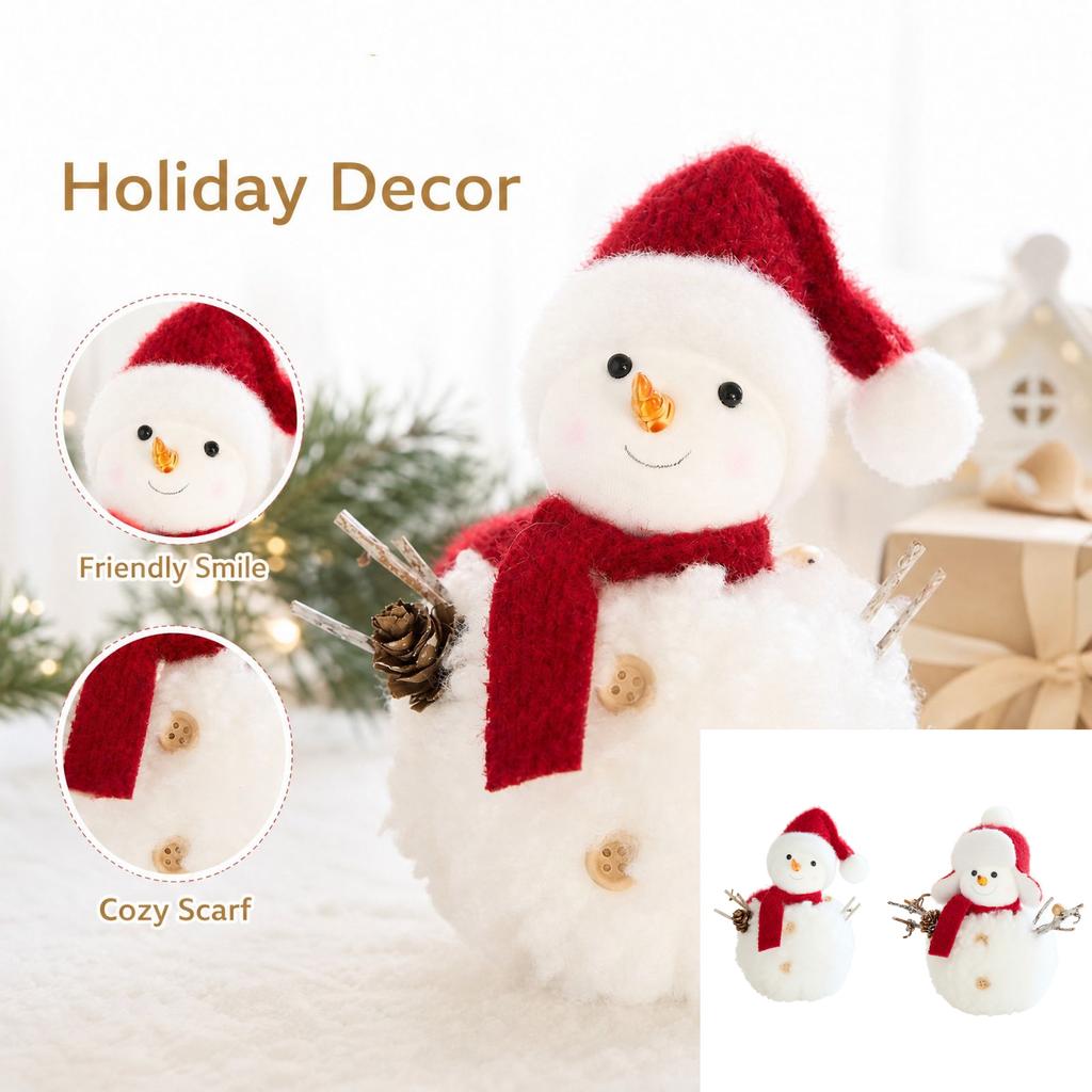 Christmas Snowman Doll Plush Foam Tabletop Ornament for Holiday Window Display