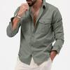 Spring Men's Casual Double Pocket Lapel Long Sleeve Shirt
