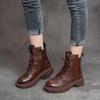 Men’s British Style Genuine Leather Lace-Up Ankle Boots - 2025 Autumn/Winter, Thick Sole Side-Zip Knight Boots
