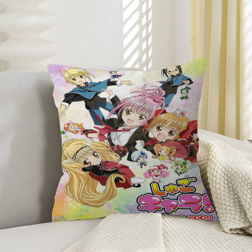 Shugo Chara Anime Pillow Covers Cartoon Sofa Decorative Home Doublesided Printing Short Plush Cute Cushion Cover