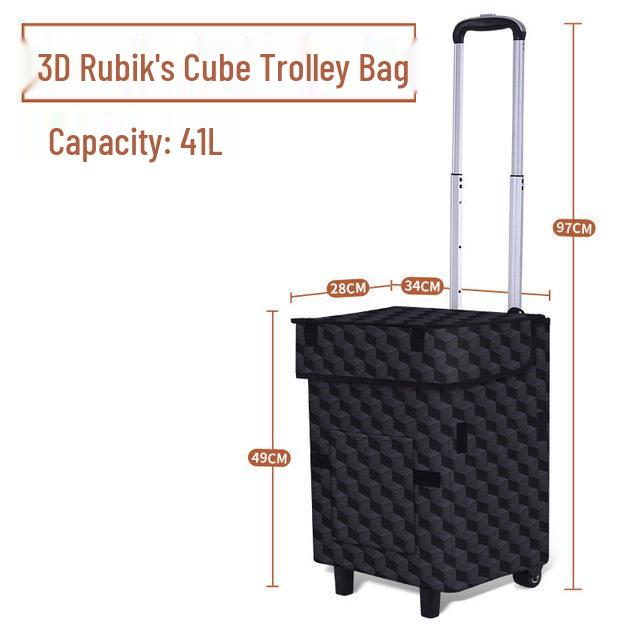 Portable Folding Trolley Bag: Telescopic Shopping, Storage & Luggage Cart