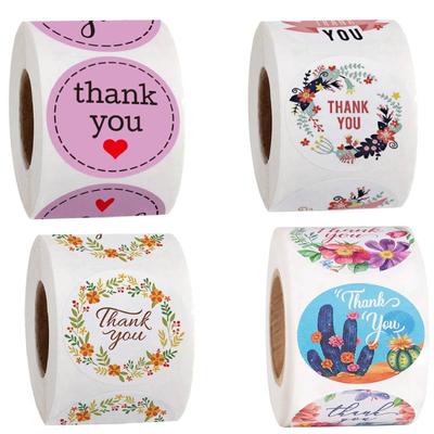 500 ks kvetinových nálepiek s poďakovaním, okrúhle nálepky s pečaťou, ručná práca na scrapbooking, nálepka na papiernictvo, 1 palec
