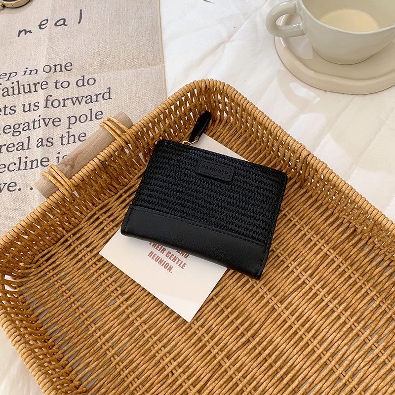 

Женский минималистичный складной кошелек: Новый двустворчатый многофункциональный короткий клатч чёрный