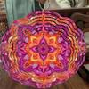Metal Wind Chime Mandala Outdoor Garden Decor - Rustic Wind-Powered Spinner with Vibrant Purple Pink Orange Golden Accents