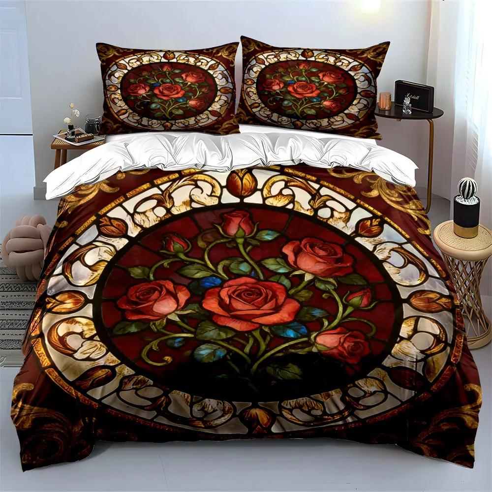 "Vintage Rose Pattern Art Set" Soft Comfortable Duvet Cover Bedding Set Included 1*Duvet Cover & 2*Pillowcases gift