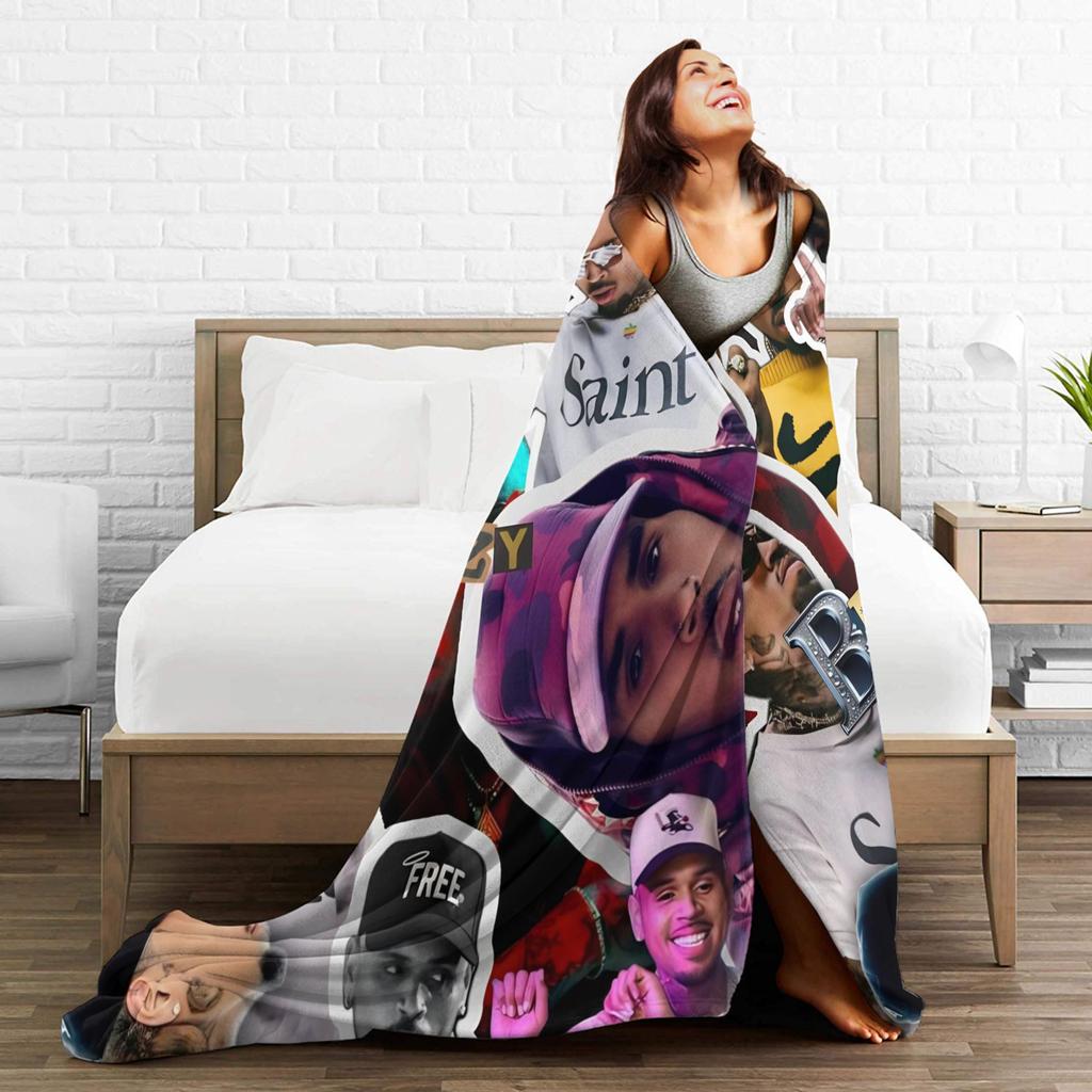 Warm Blanket Travel Chris Brown Breezy Bowl XX Bedding Throws Flannel Bedspread For Outdoor Novelty Sofa Bed Cover