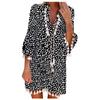 Women Three-quarter Sleeve Boho Polka Dot Printed Dress Tassel V-neck  Dress