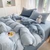 G5Z Cotton Bedding Set - Simple Solid Color, 3 or 4-Piece Options for Double or Single Bed