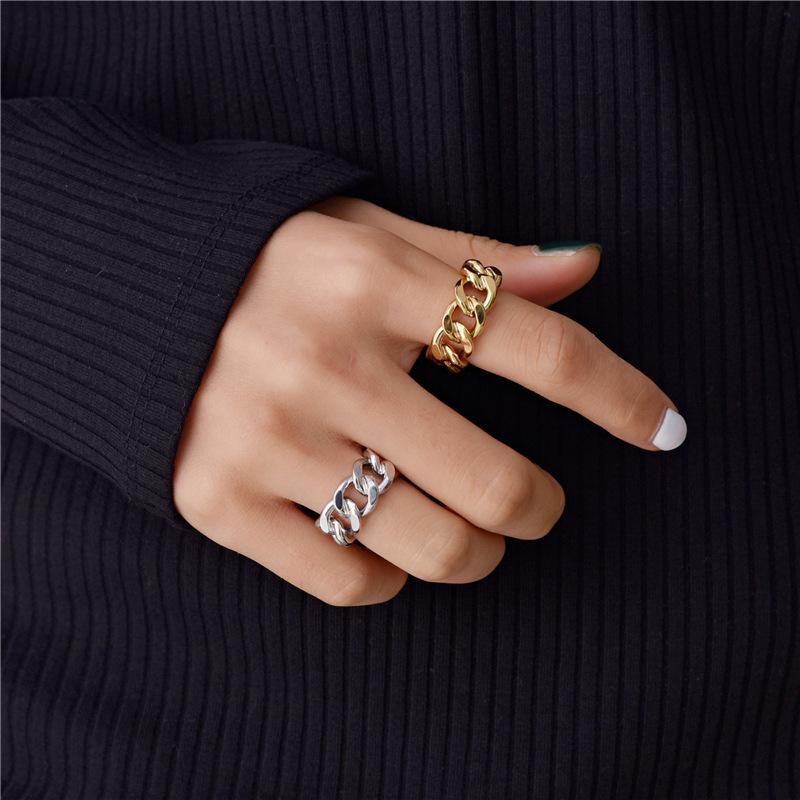 Trendy Unisex European & American Open Ring with Simple Chain Design