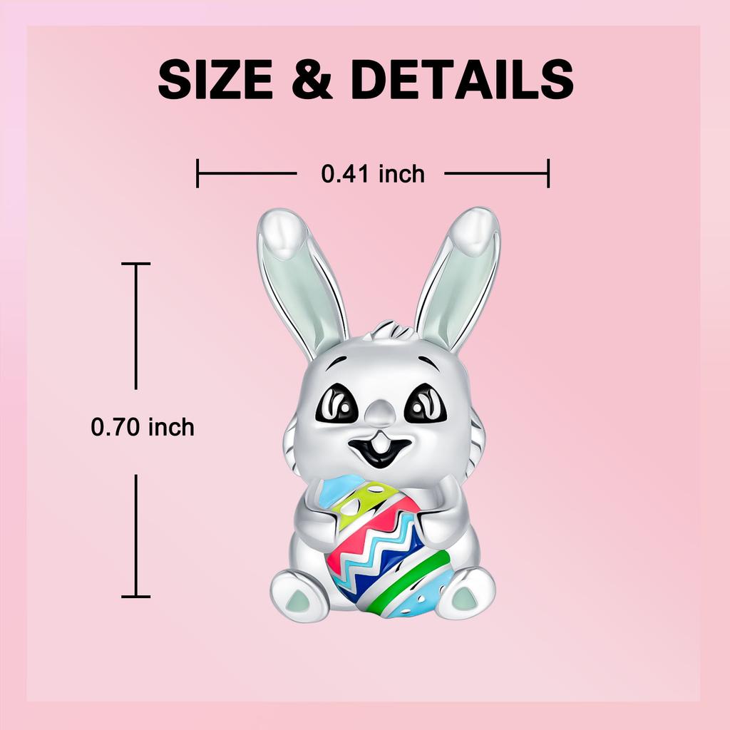 925 Silver The Easter Egg Pendant Can Be Opened Rabbit Charms Bead Fit Original Pan Bracelets Women DIY Fine Jewelry Party Gift