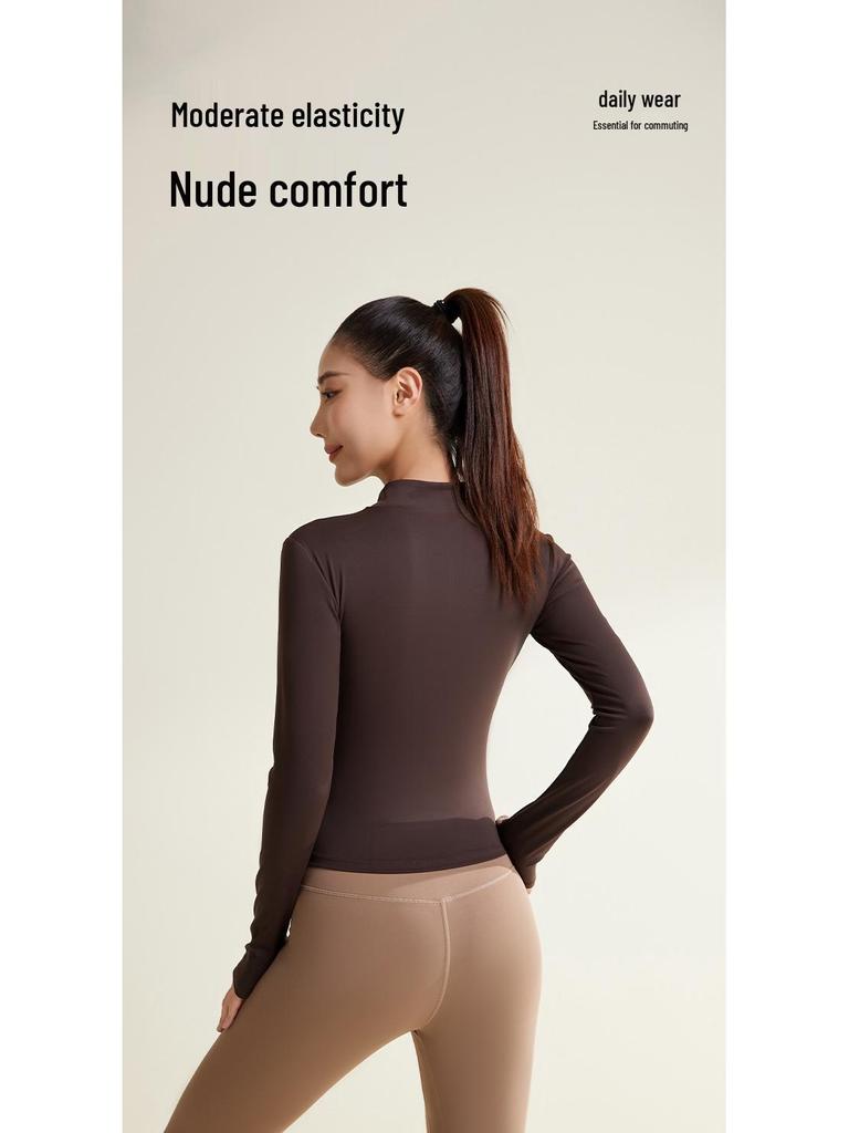 Juyi Hall Colorblock Slim Fit Yoga Jacket with Thumb Holes - Autumn/Winter Fitness Top