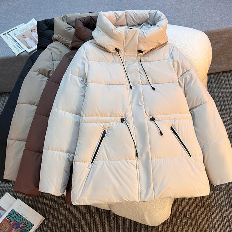 Padded Women's Mid Length Hooded Thick Jackets